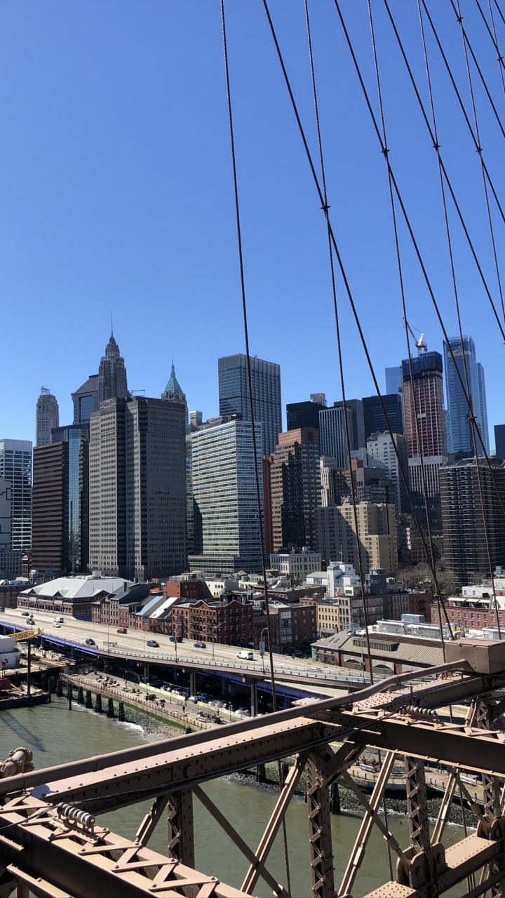 Обои НьюЙорк, небоскреб, дневное время, городской район, инфраструктура в разрешении 720x1280