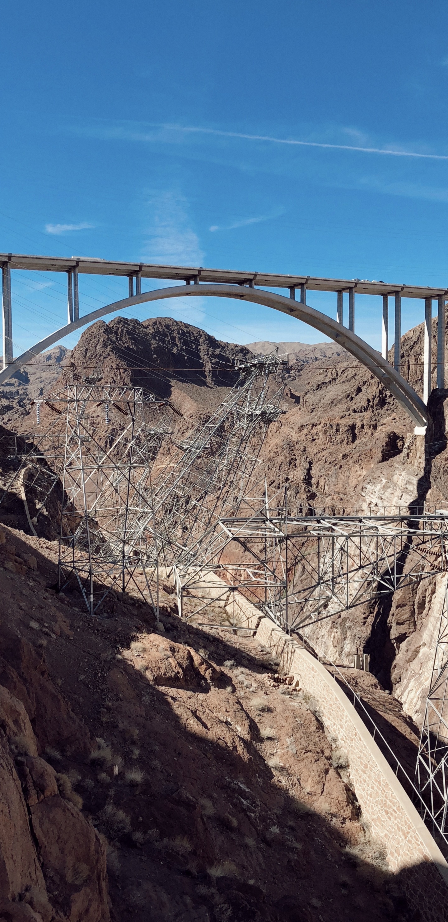 Обои плотина Гувера, геология, инфраструктура, мост, рок в разрешении 1440x2960