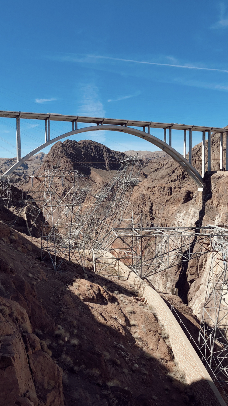 Обои плотина Гувера, геология, инфраструктура, мост, рок в разрешении 750x1334