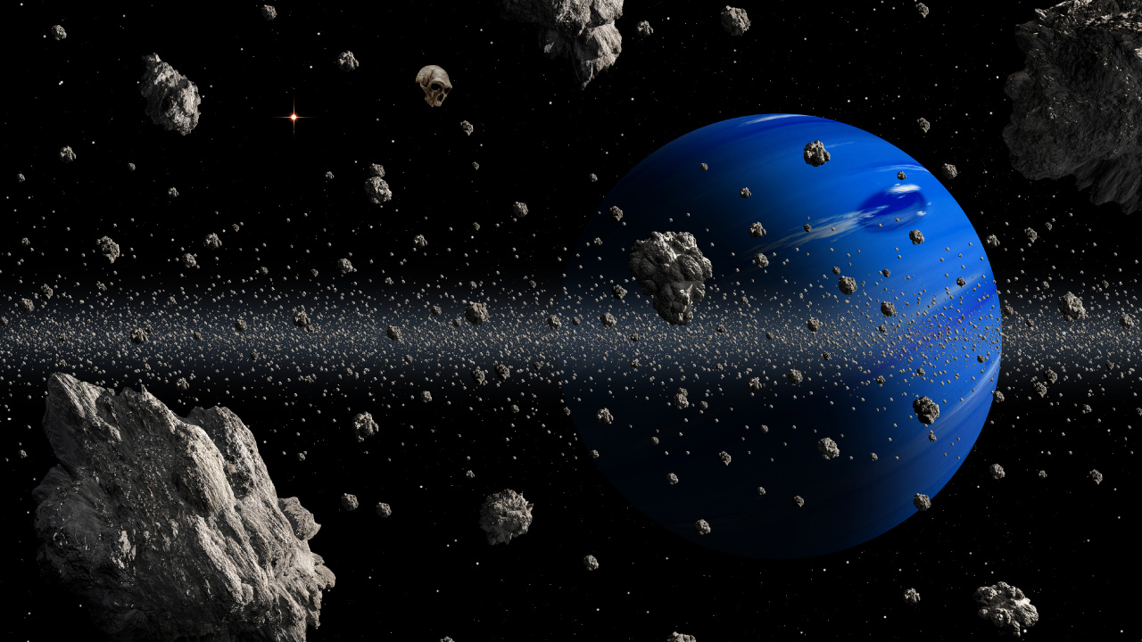 Обои астероид, планета, земля, космос, космическое пространство в разрешении 1280x720