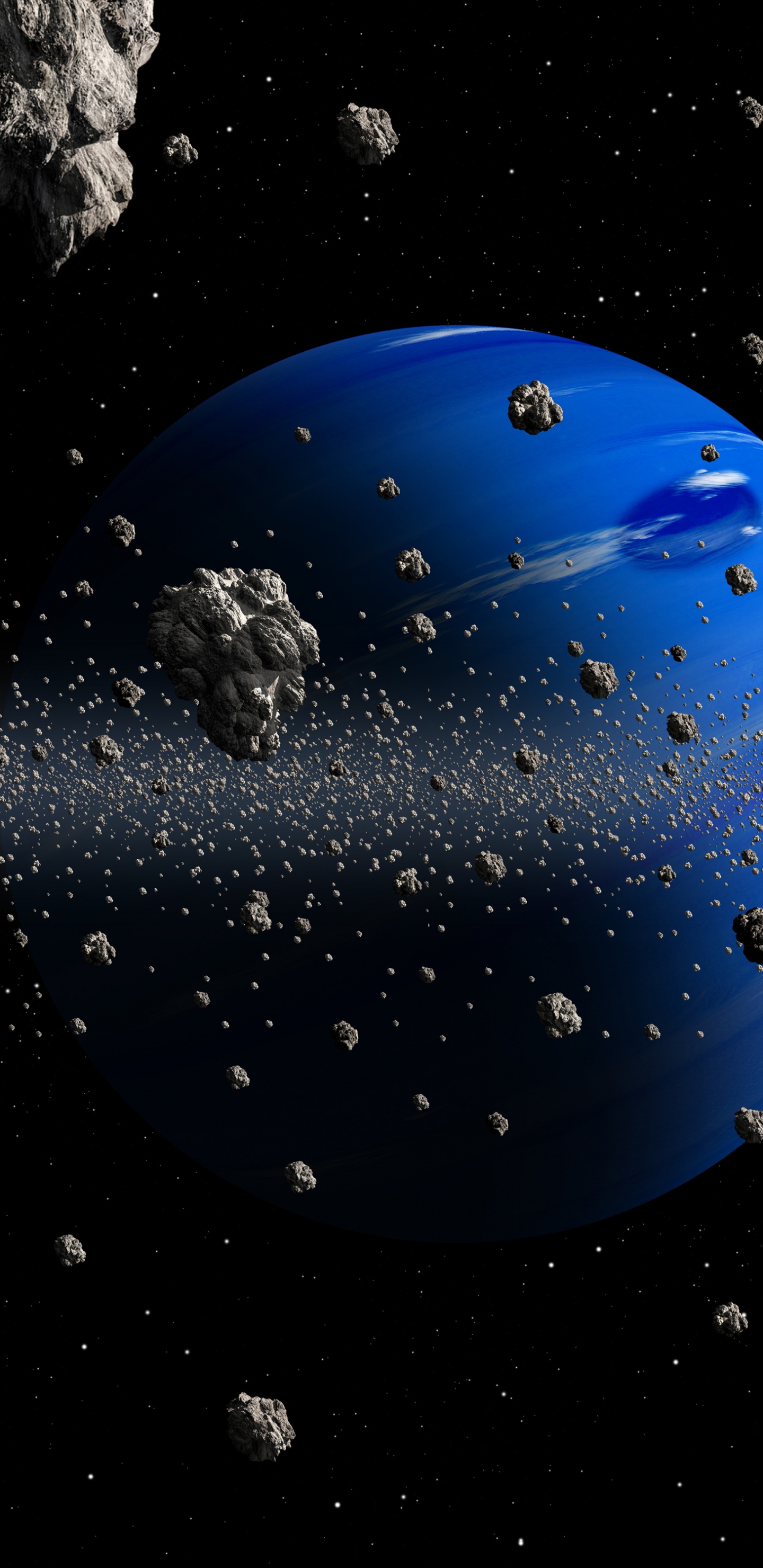 Обои астероид, планета, земля, космос, космическое пространство в разрешении 1440x2960