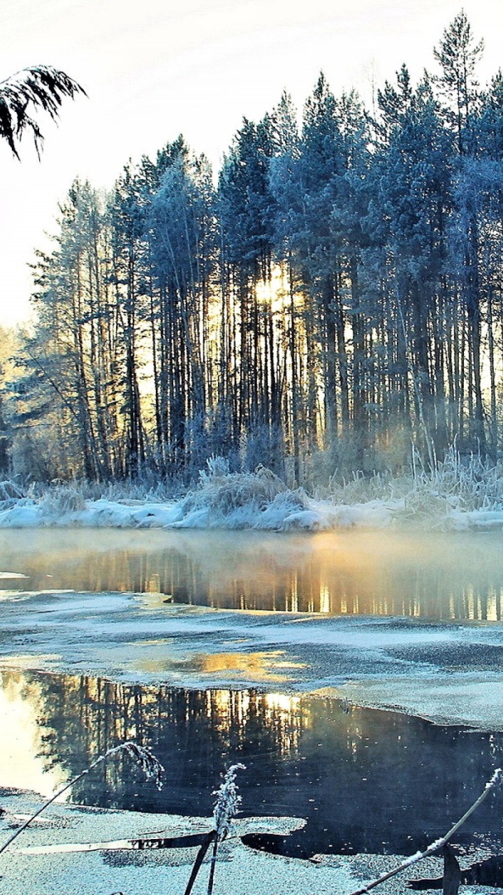 Обои зима, снег, природа, природный ландшафт, вода в разрешении 720x1280