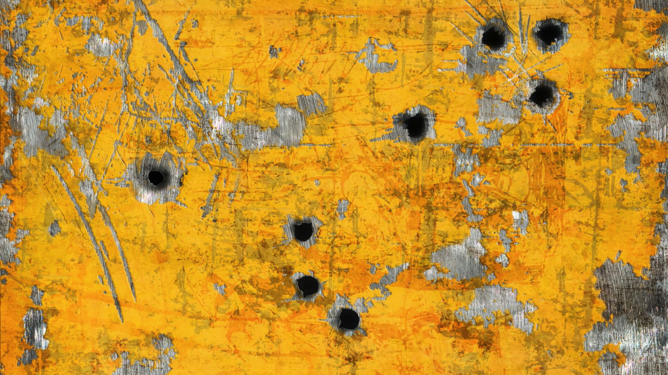 Обои стена, желтый, живопись, ржавчина, акриловая краска в разрешении 1366x768