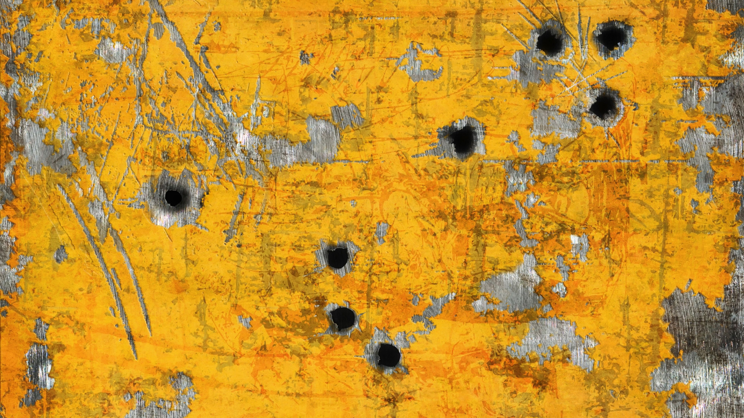 Обои стена, желтый, живопись, ржавчина, акриловая краска в разрешении 2560x1440