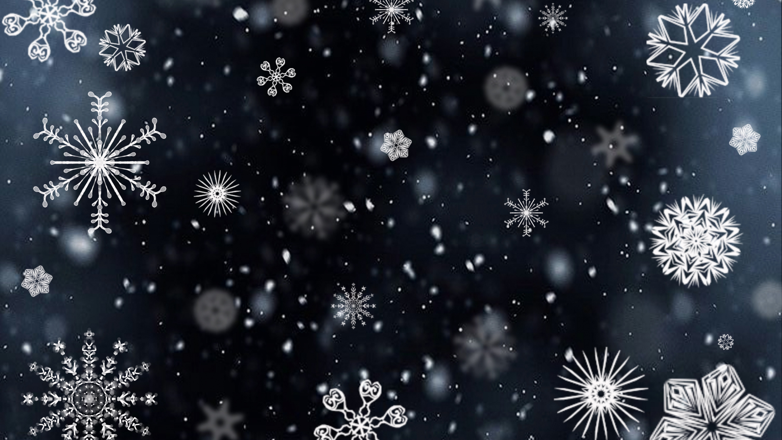 Обои Снежинка, снег, узор, дизайн, зима в разрешении 2560x1440