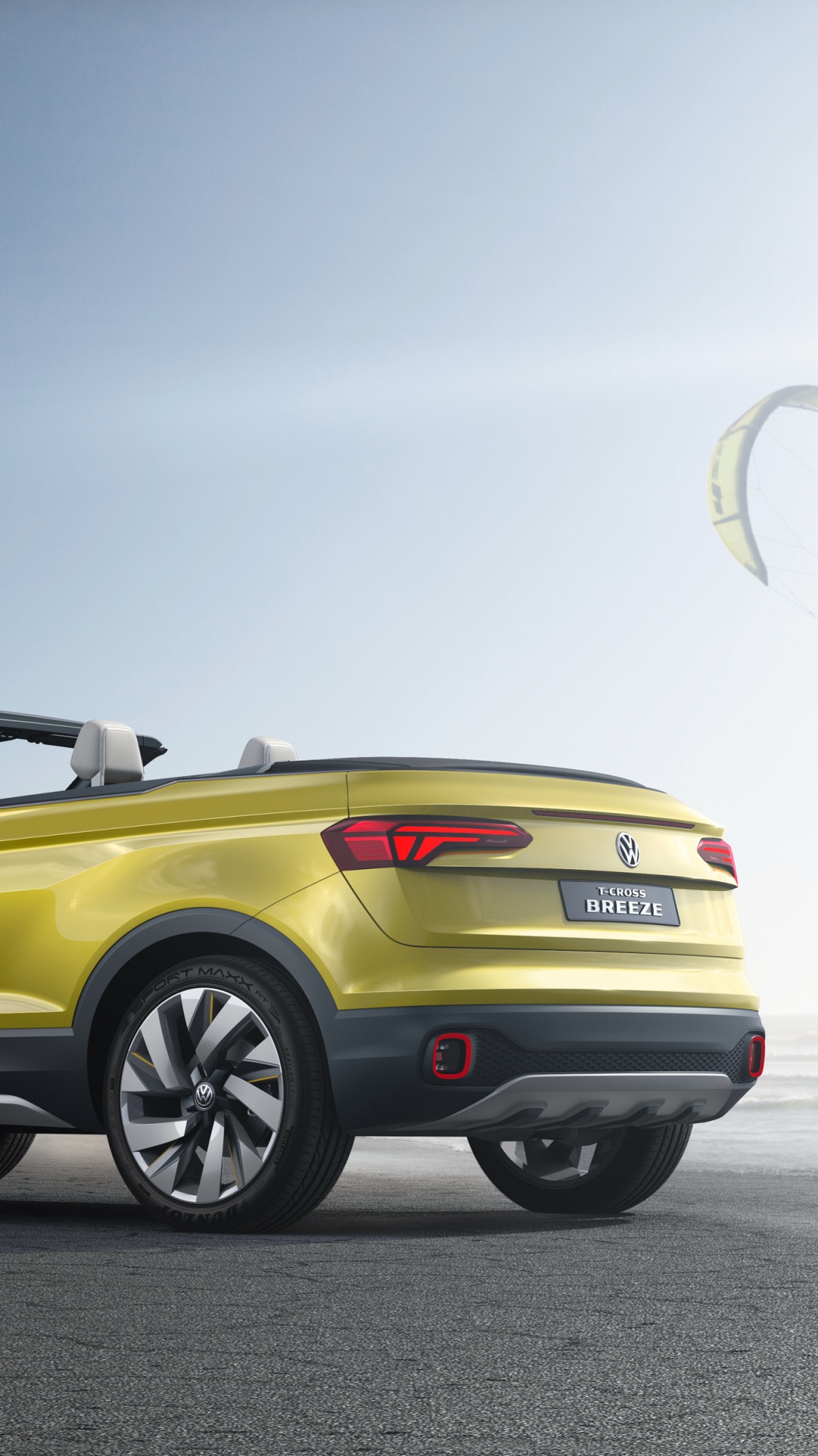 Обои авто, Фольксваген, Фольксваген Т-РПЦ, желтый, Кабриолет в разрешении 1080x1920