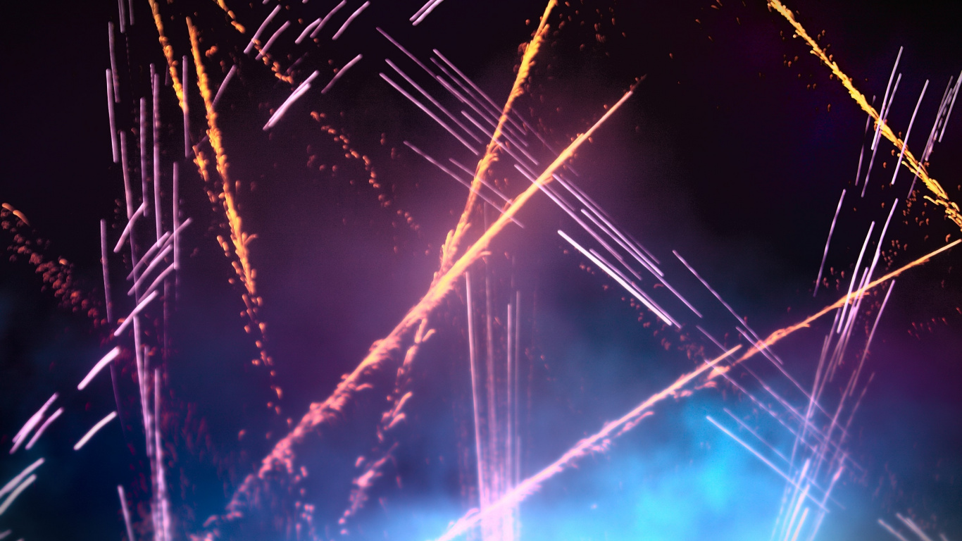 Обои салют, свет, событие, день нового года, канун Нового года в разрешении 1366x768