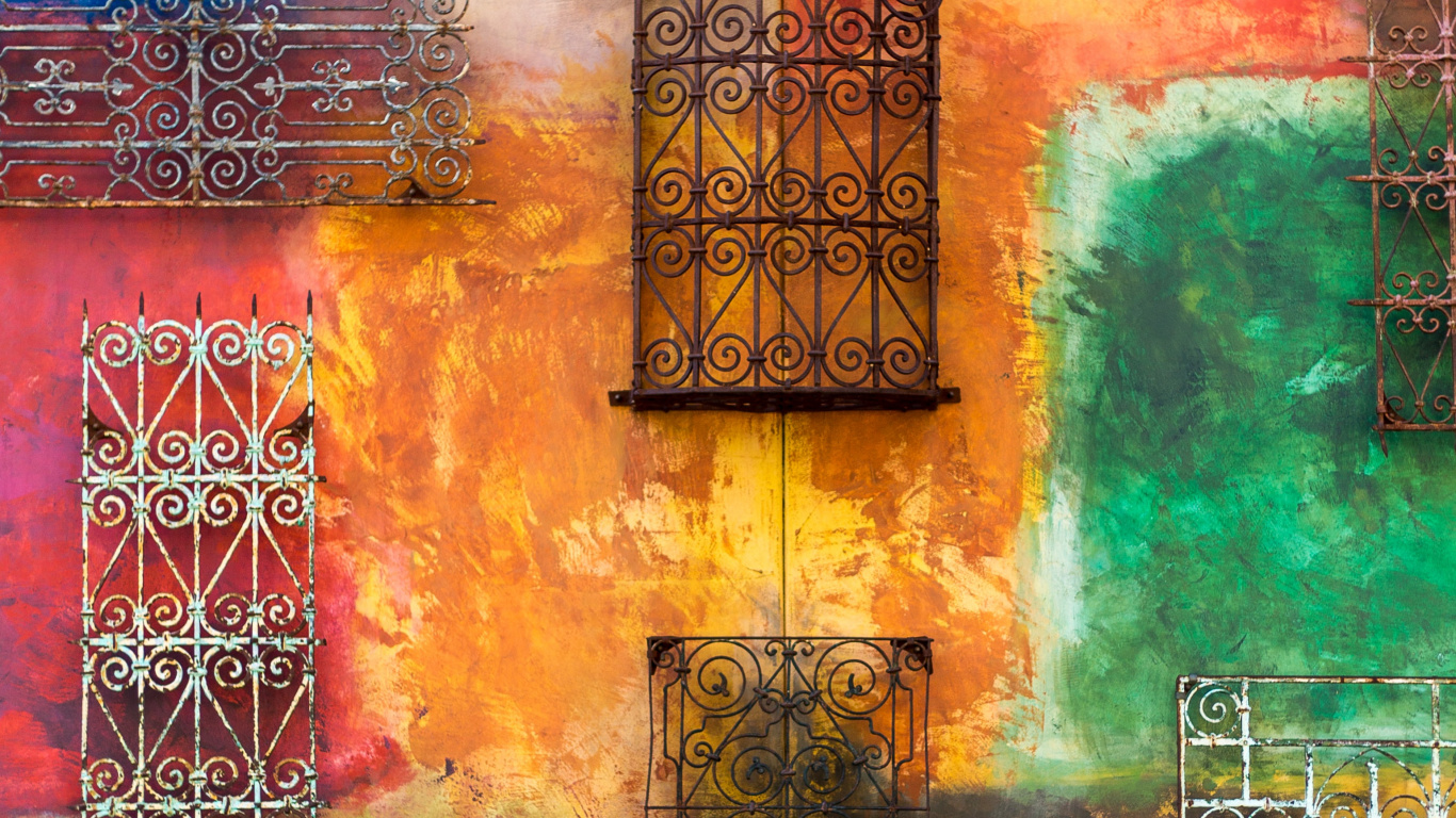 Обои цвет, красочность, художественная краска, окно, Янтарь в разрешении 1366x768