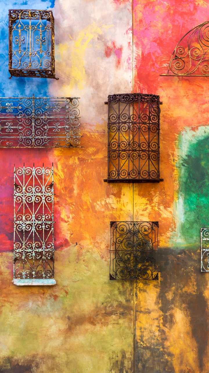 Обои цвет, красочность, художественная краска, окно, Янтарь в разрешении 720x1280