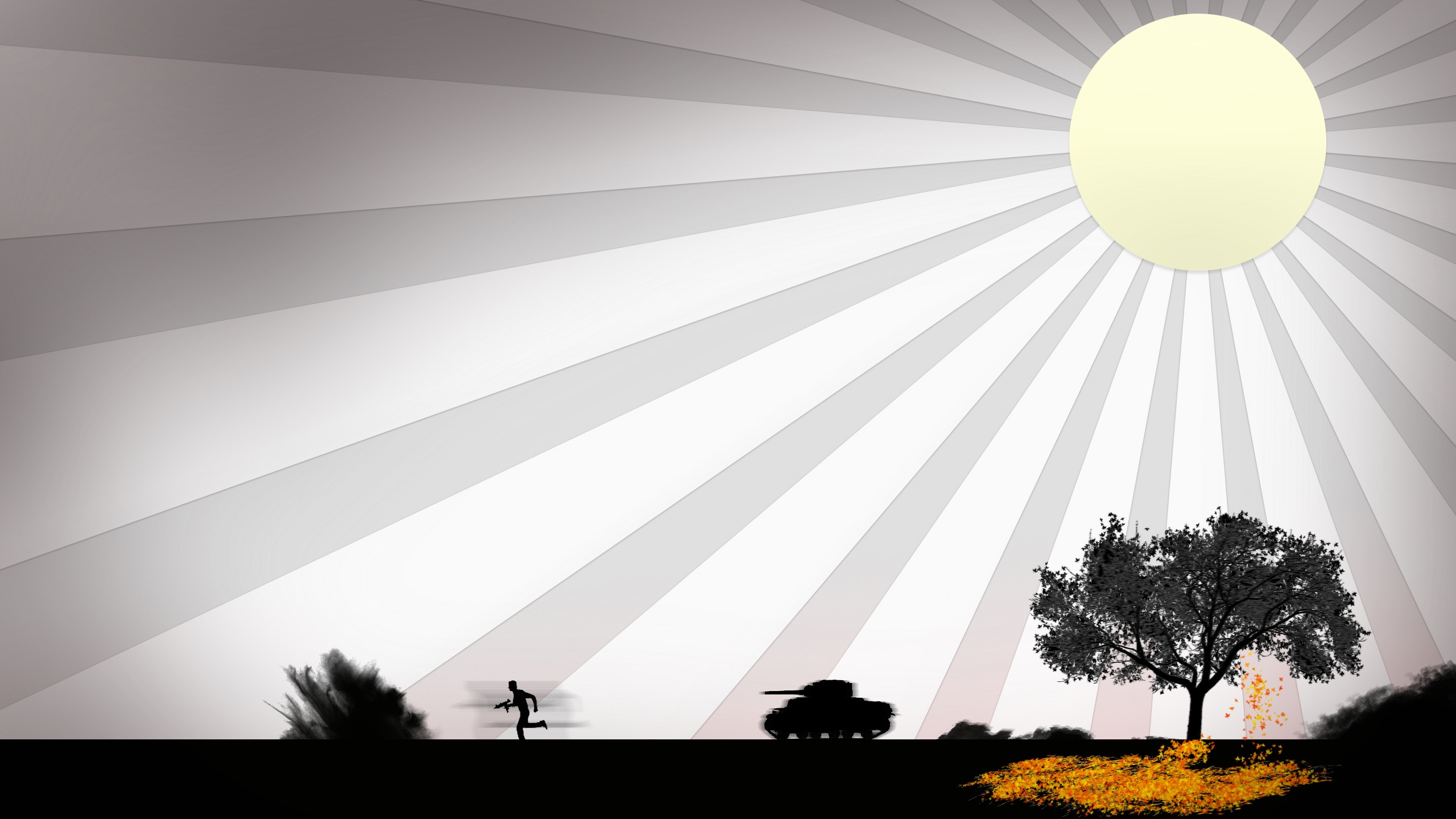 Обои векторная графика, линия, солнечный свет, черно-белая фотография в разрешении 2560x1440