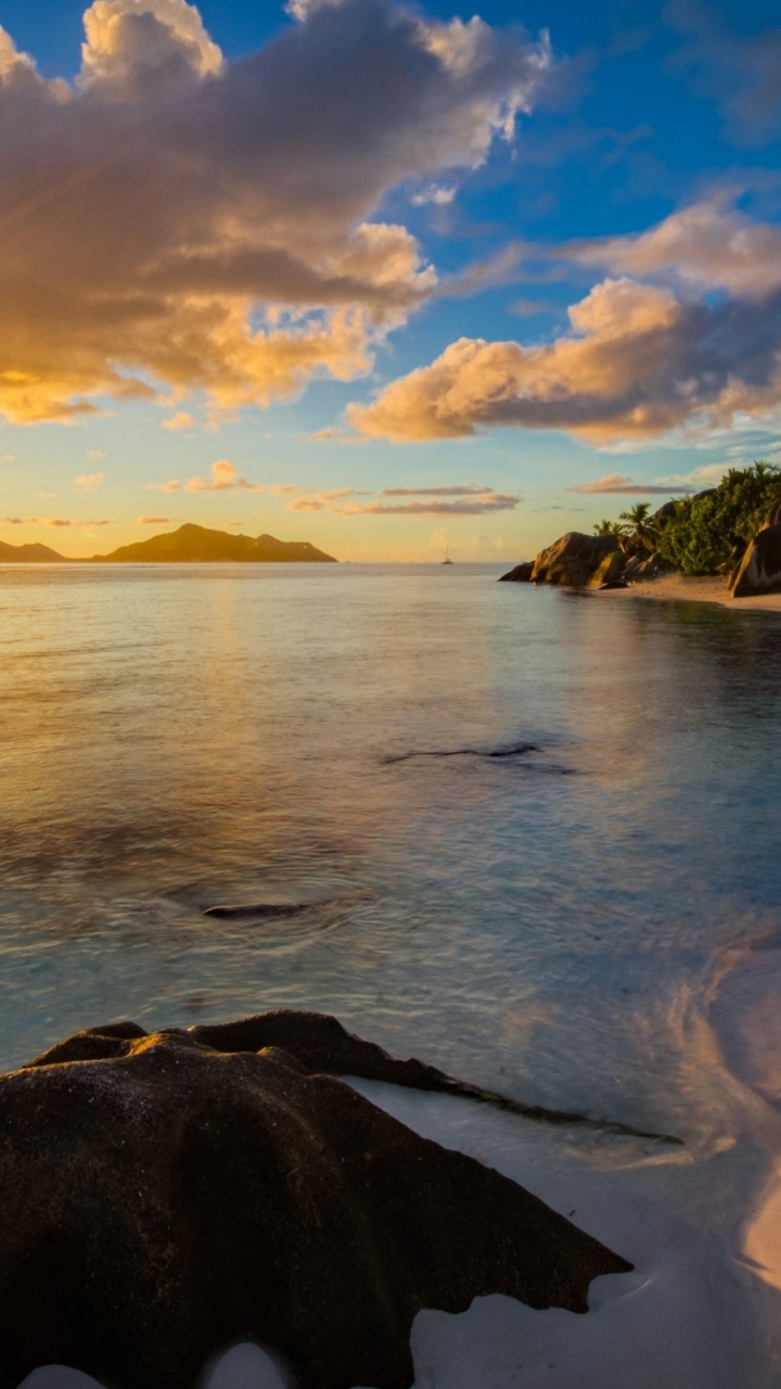 Обои пляж, Анс даржан источник, Мальдивы, море, побережье в разрешении 720x1280