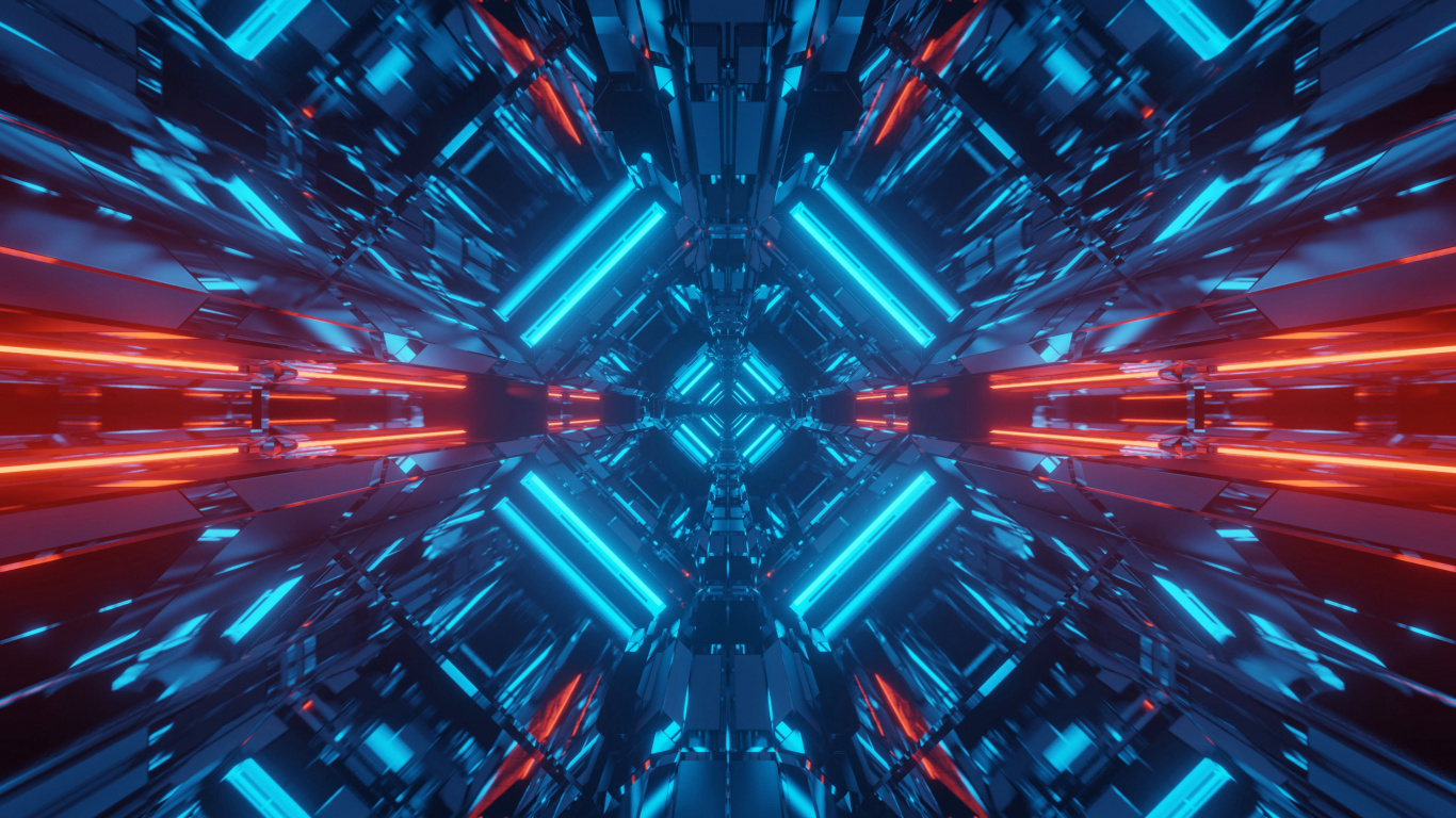 Обои иллюстрация, Научная фантастика, графика, свет, синий в разрешении 1366x768