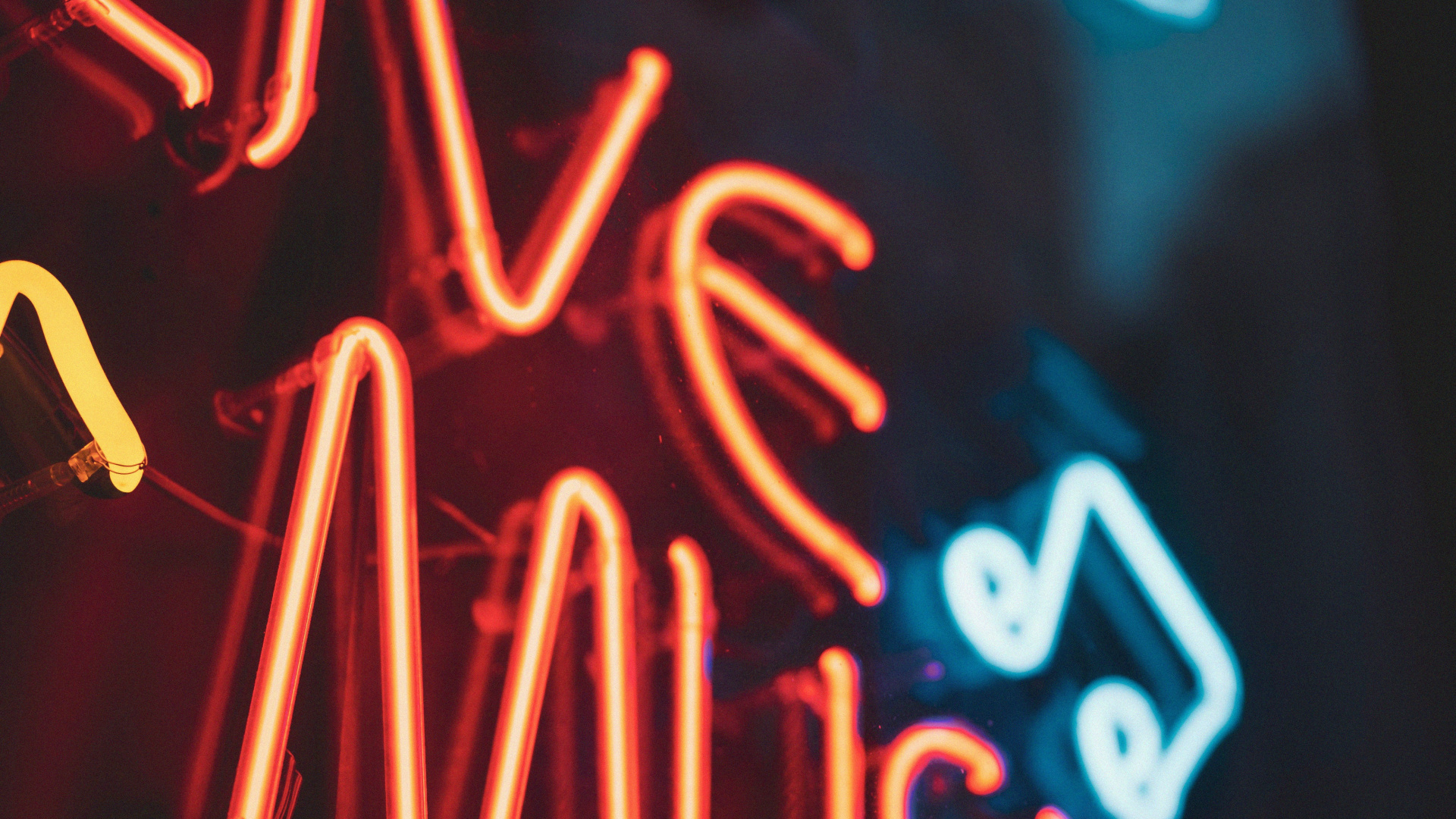 Обои неон, текст, неоновая вывеска, электронные табло, графический дизайн в разрешении 1920x1080
