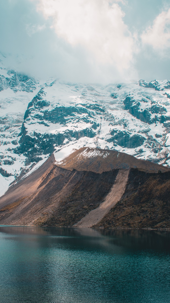 Обои гора, вода, горный хребет, геология, телевидение в разрешении 720x1280