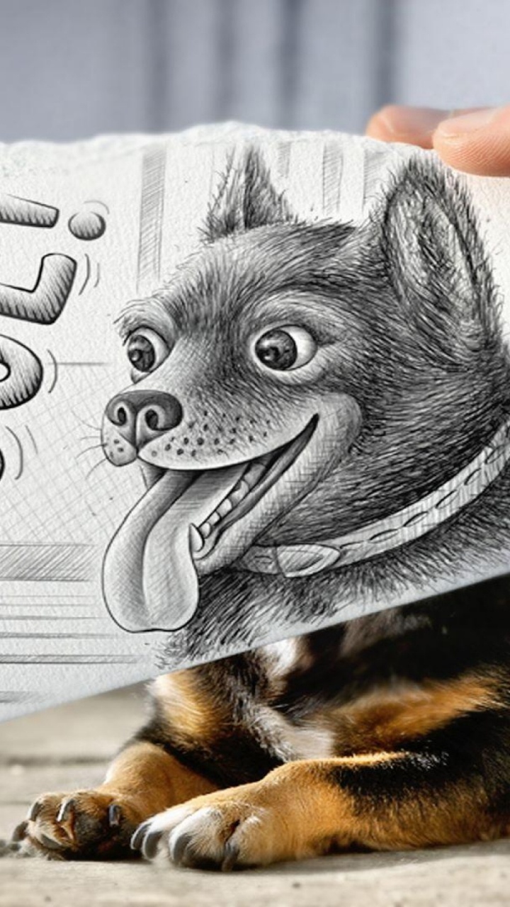 Обои Карандаш против камеры, рисование, визуальное искусство, арт, живопись в разрешении 720x1280