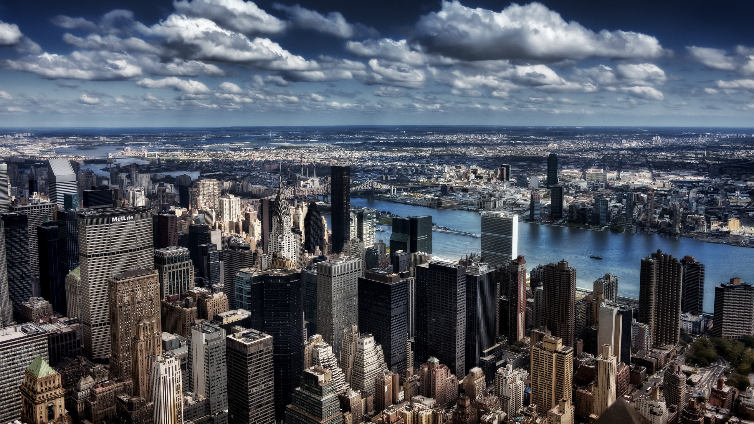 Обои Нью-Йорк, небоскреб, городской пейзаж, город, метрополия в разрешении 2560x1440