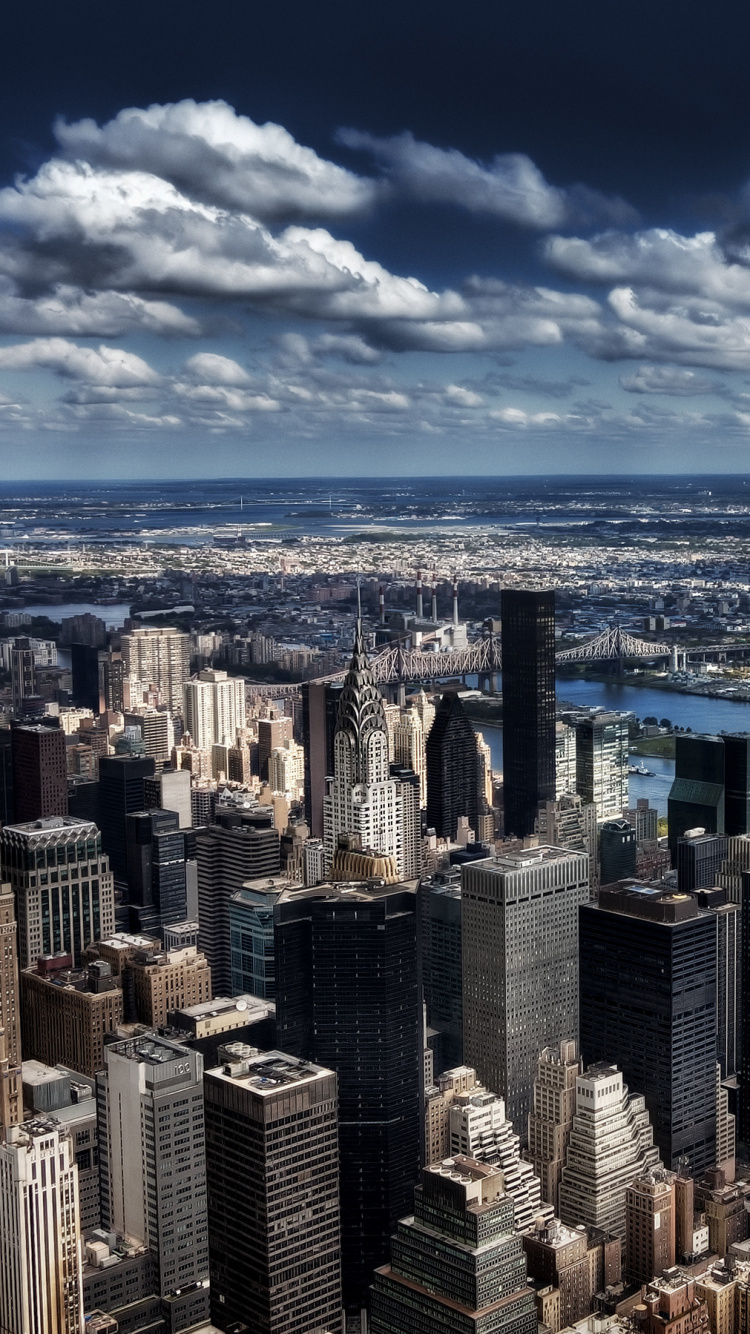 Обои Нью-Йорк, небоскреб, городской пейзаж, город, метрополия в разрешении 750x1334