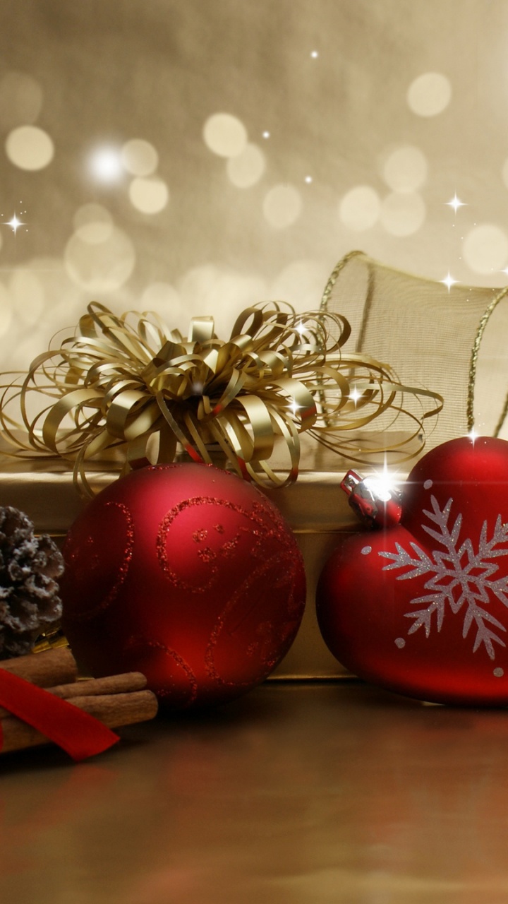 Обои Рождественский день, рождественский орнамент, Рождественские украшения, Рождество, натюрморт в разрешении 720x1280