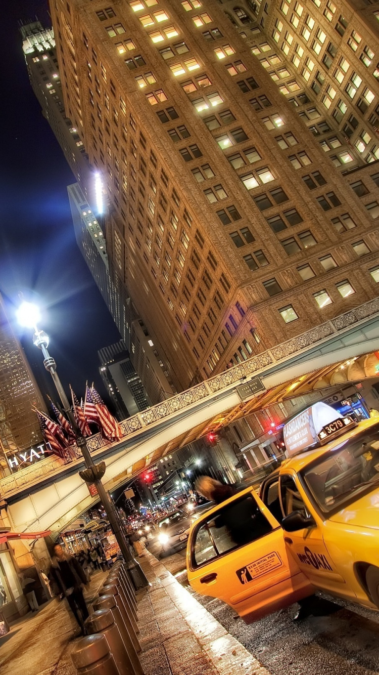 Обои Центральный парк, ночь, городской район, авто, город в разрешении 750x1334