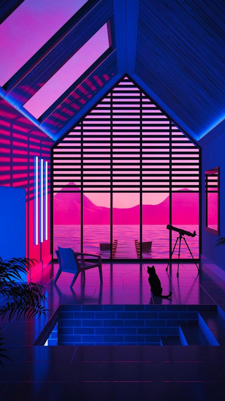 Обои этап, Synthwave, арт, визуальное искусство, дизайн в разрешении 720x1280