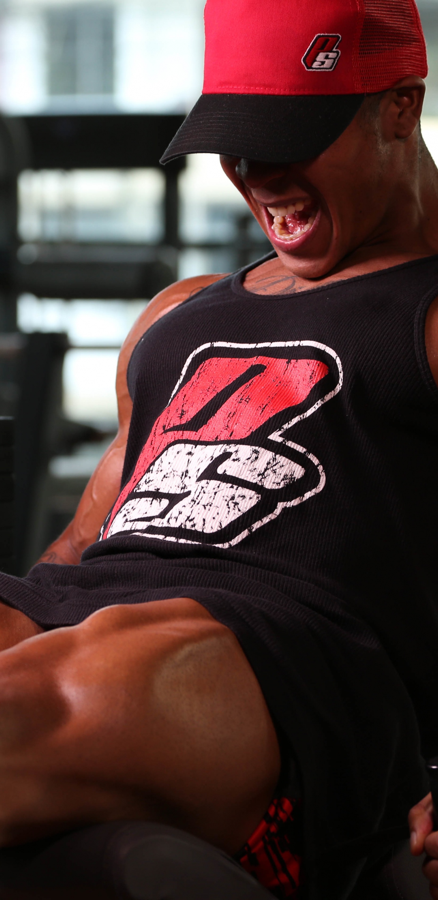 Обои Бодибилдинг, упражнение, фитнесс центр, физическая подготовка, штанга в разрешении 1440x2960