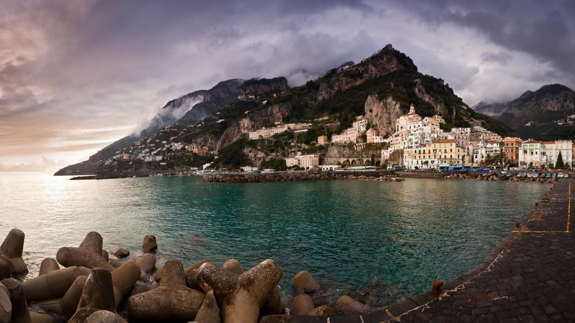 Обои Позитано, Сорренто, Равелло, побережье, гора в разрешении 1920x1080