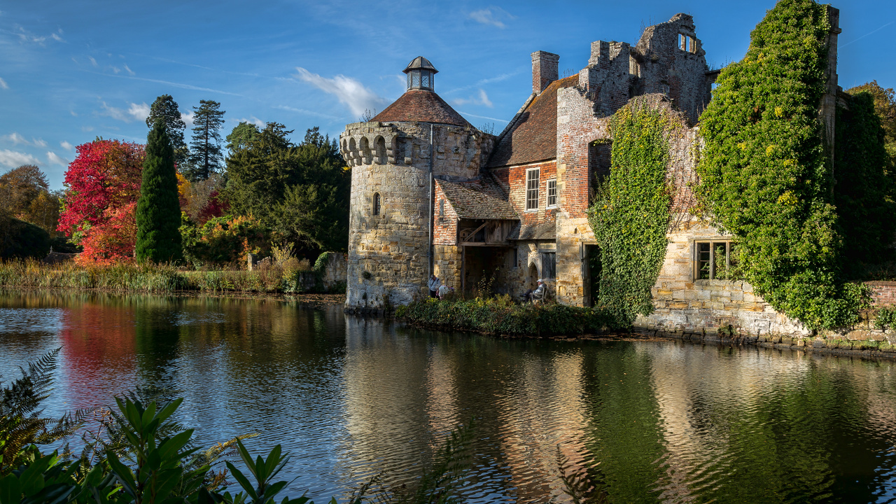 Обои ров, замок, водный замок, водный путь, вода в разрешении 1280x720