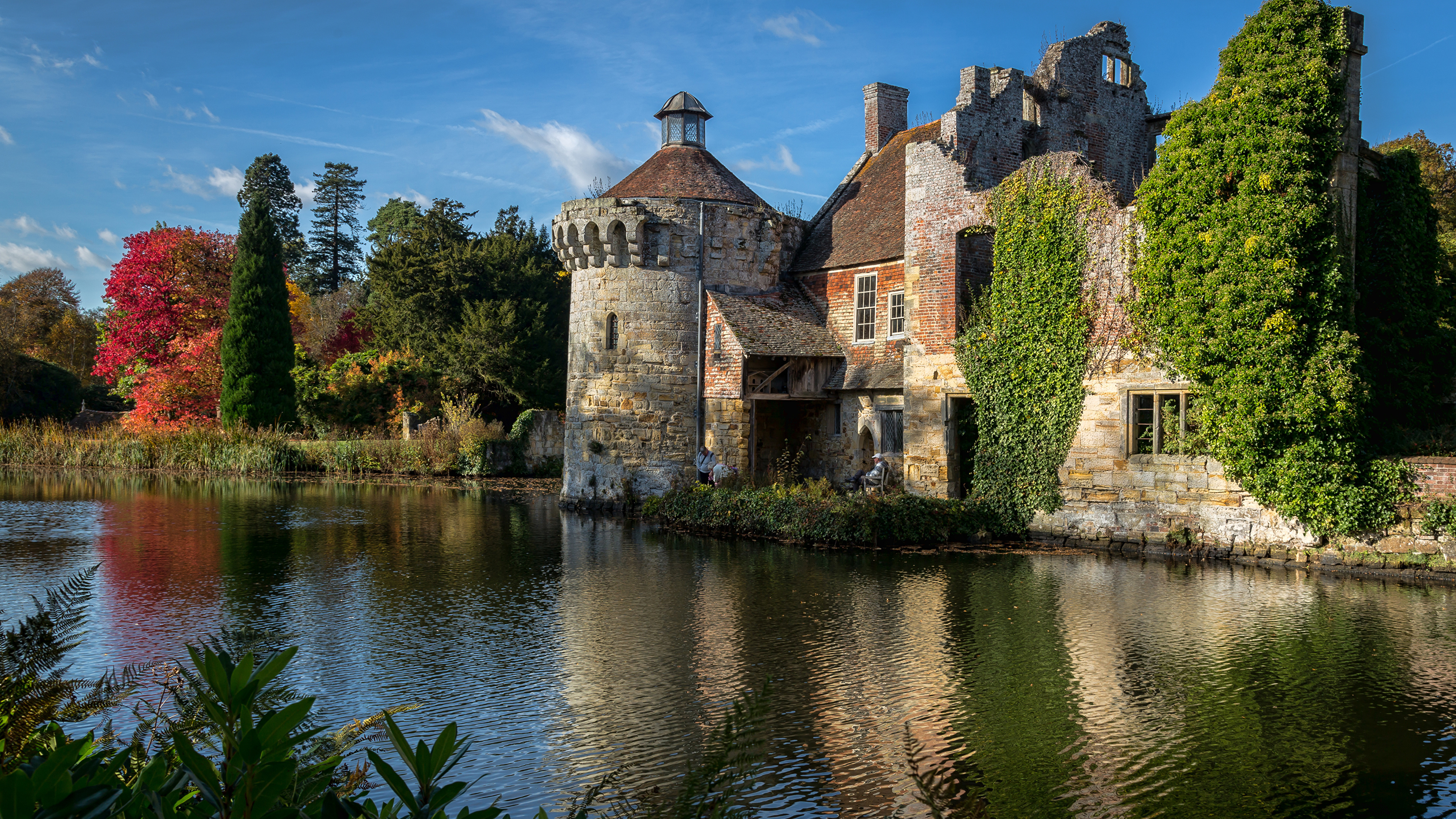 Обои ров, замок, водный замок, водный путь, вода в разрешении 3840x2160
