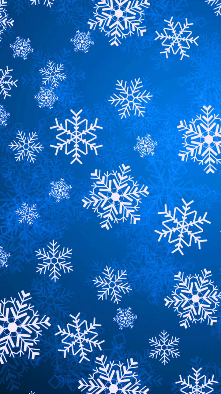 Обои Снежинка, синий, узор, мороз, черный и белый в разрешении 750x1334