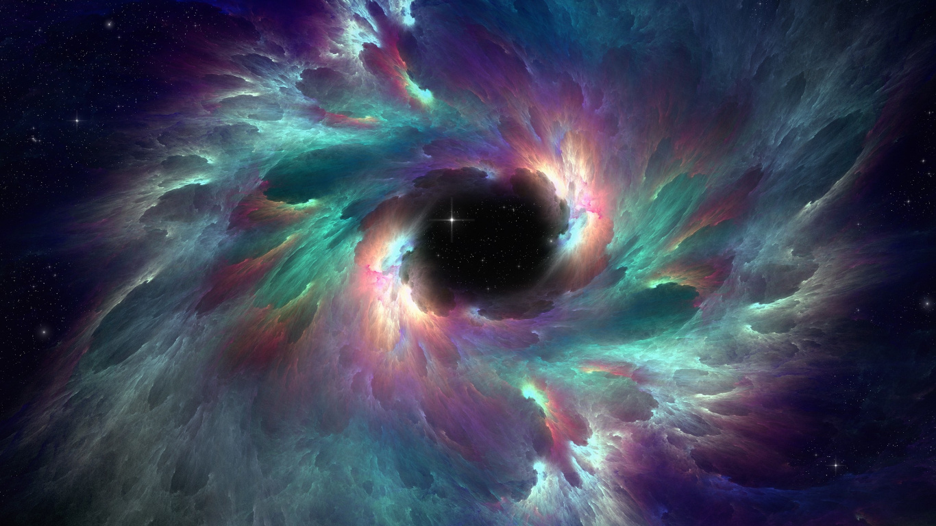 Обои туманность, Туманность Ориона, звезда, космическое пространство, фрактальное искусство в разрешении 1366x768