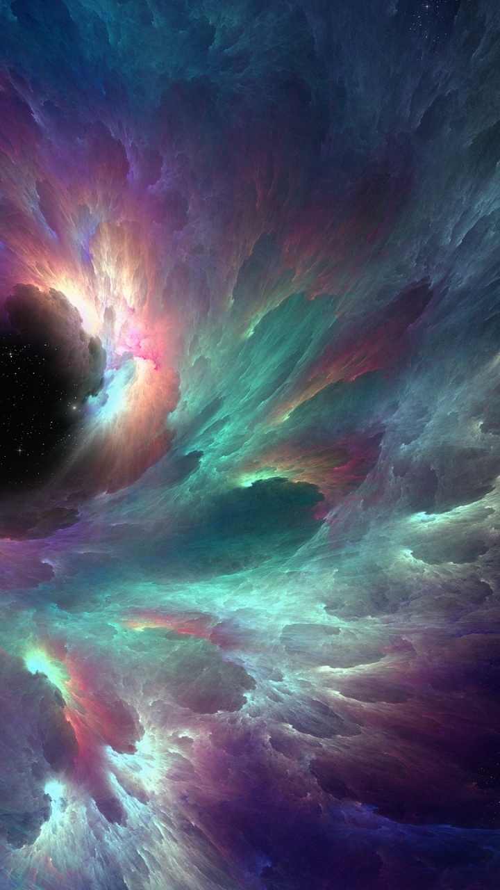 Обои туманность, Туманность Ориона, звезда, космическое пространство, фрактальное искусство в разрешении 720x1280