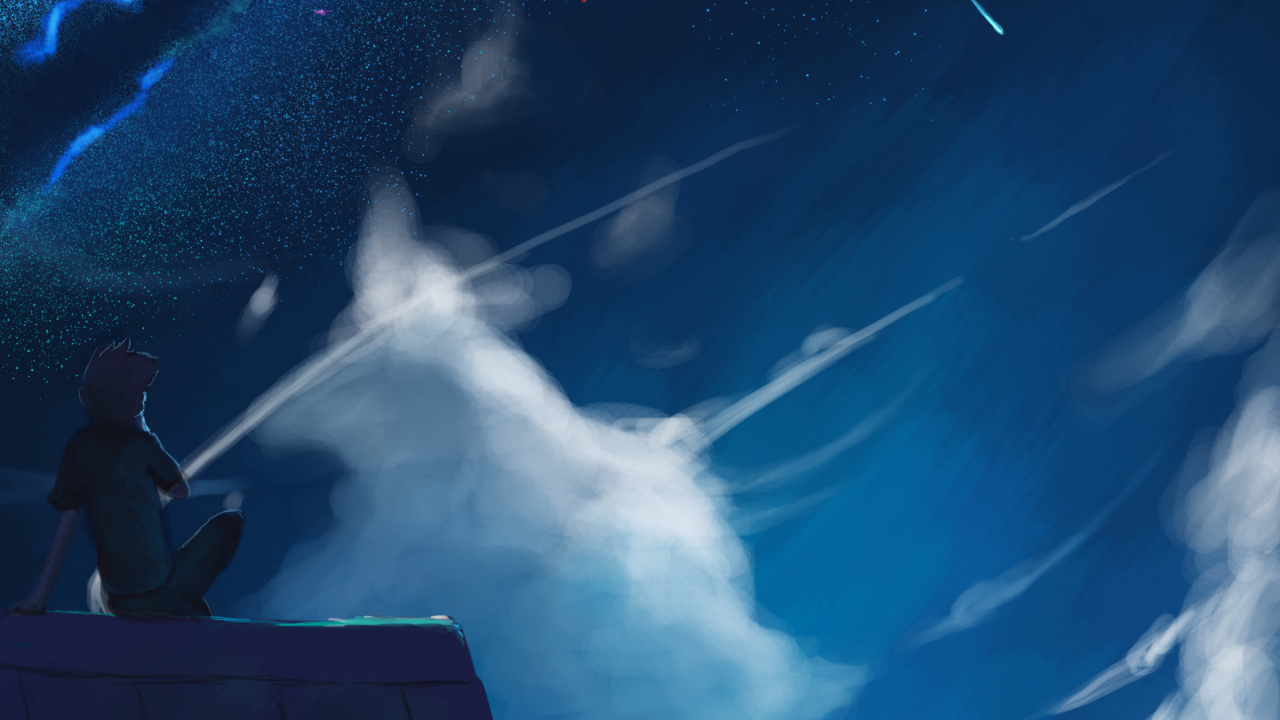 Обои синий, атмосфера, космос, ночь, облако в разрешении 1280x720