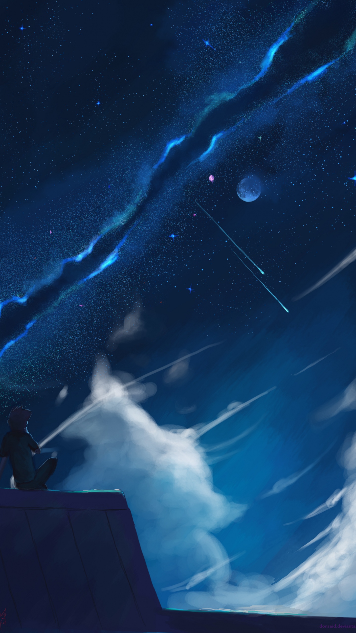 Обои синий, атмосфера, космос, ночь, облако в разрешении 1440x2560