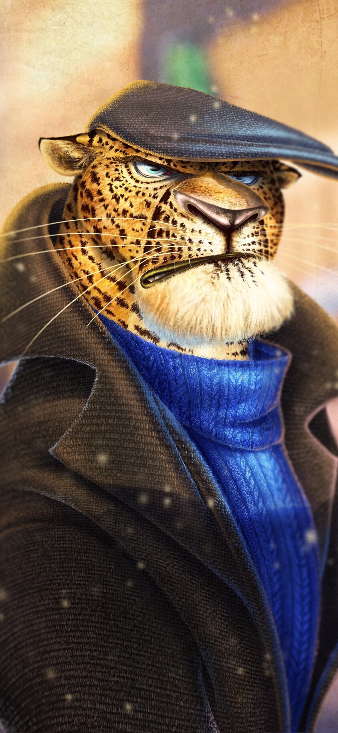 Обои головной убор, иллюстрация, арт, очки, вымышленный персонаж в разрешении 1125x2436