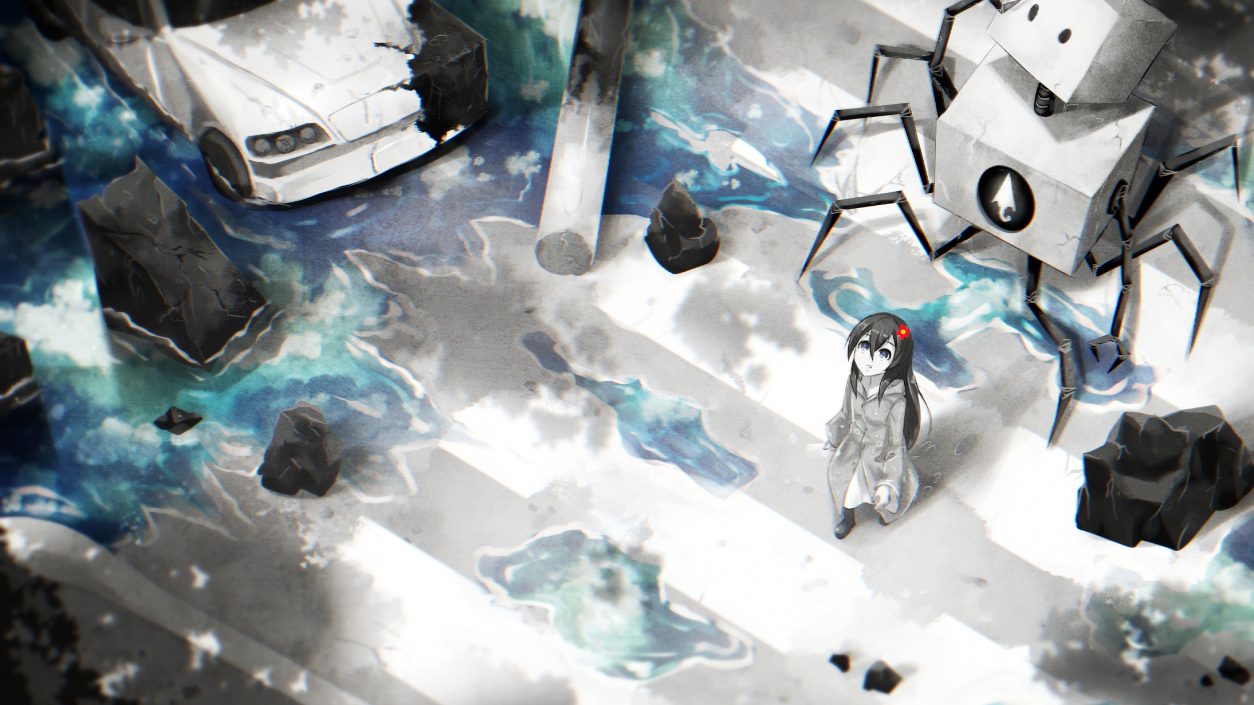 Обои космос, робот, лед, вода, автомобилестроение в разрешении 2560x1440