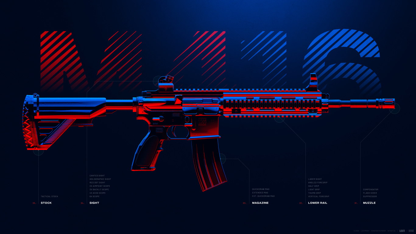 Обои PUBG, PLAYERUNKNOWN'S BATTLEGROUNDS, m416 pubg, fortnite, heckler koch hk416 в разрешении 1366x768