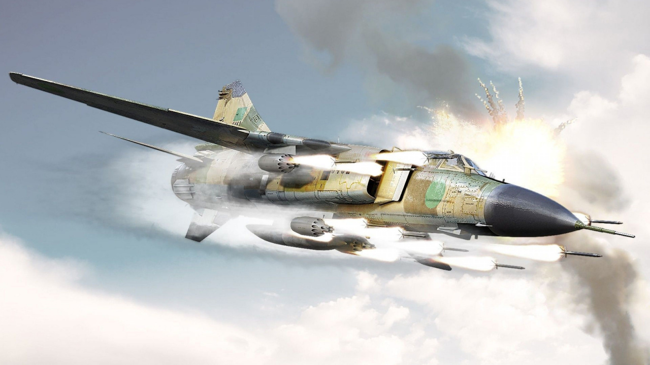 Обои Микоян-Гуревич Миг-23, самолеты, воздушные силы, самолет, авиация в разрешении 1280x720