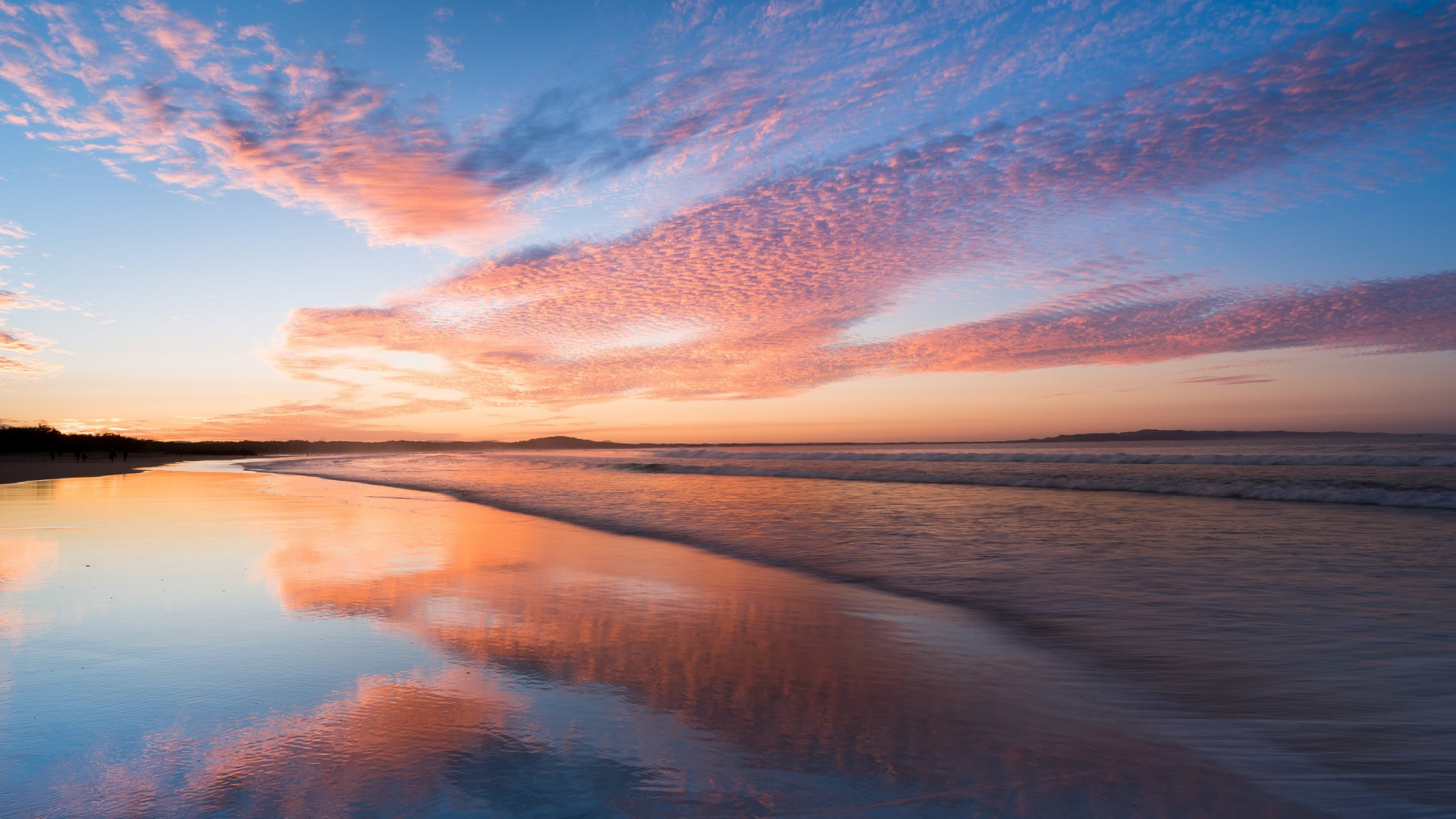 Обои восход солнца, закат, послесвечение, горизонт, отражение в разрешении 1920x1080