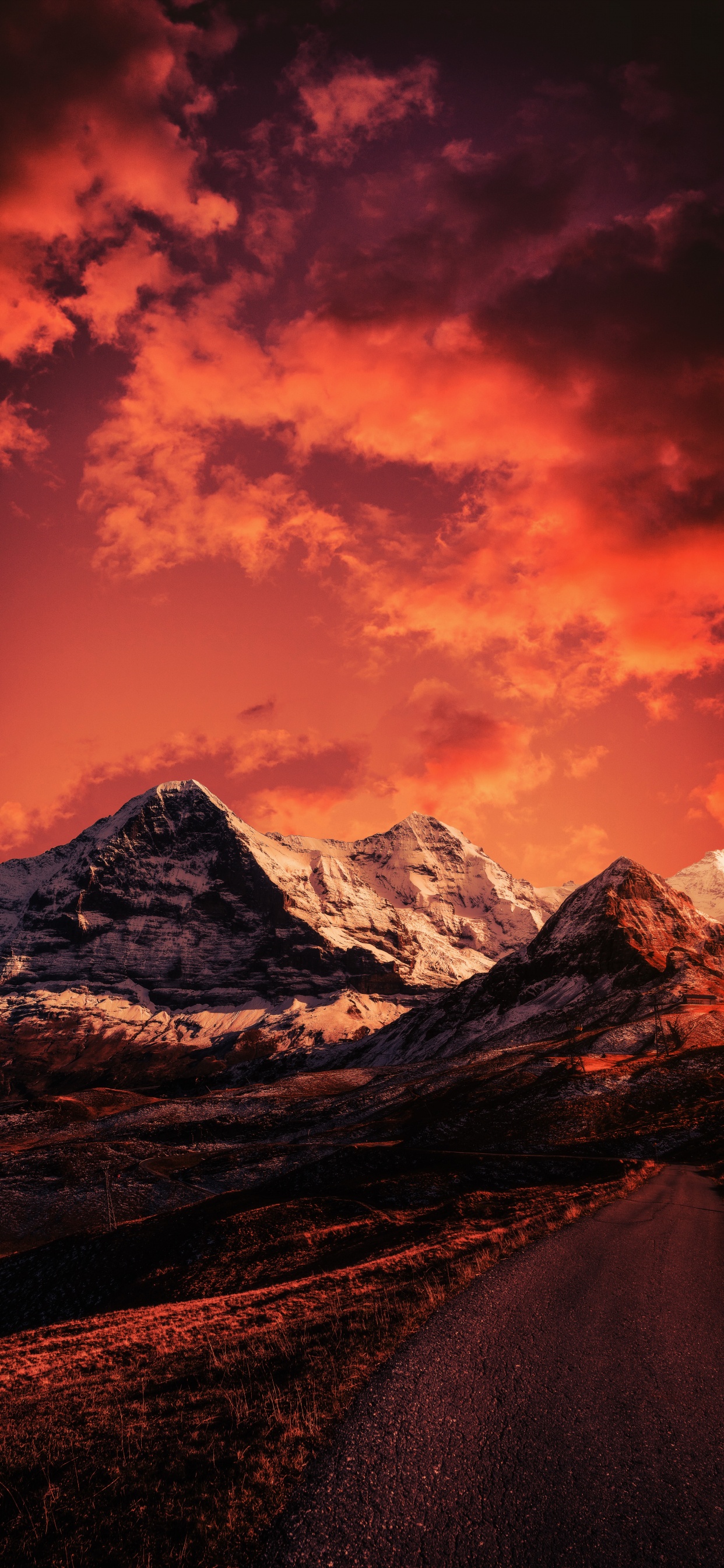 Обои облако, закат, экорегион, гора, послесвечение в разрешении 1242x2688