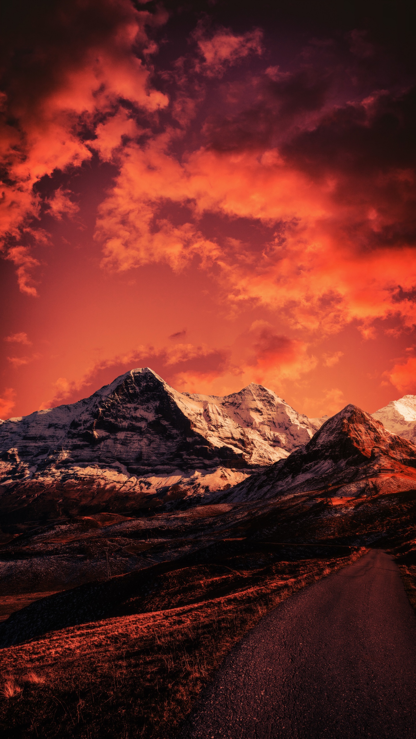 Обои облако, закат, экорегион, гора, послесвечение в разрешении 1440x2560