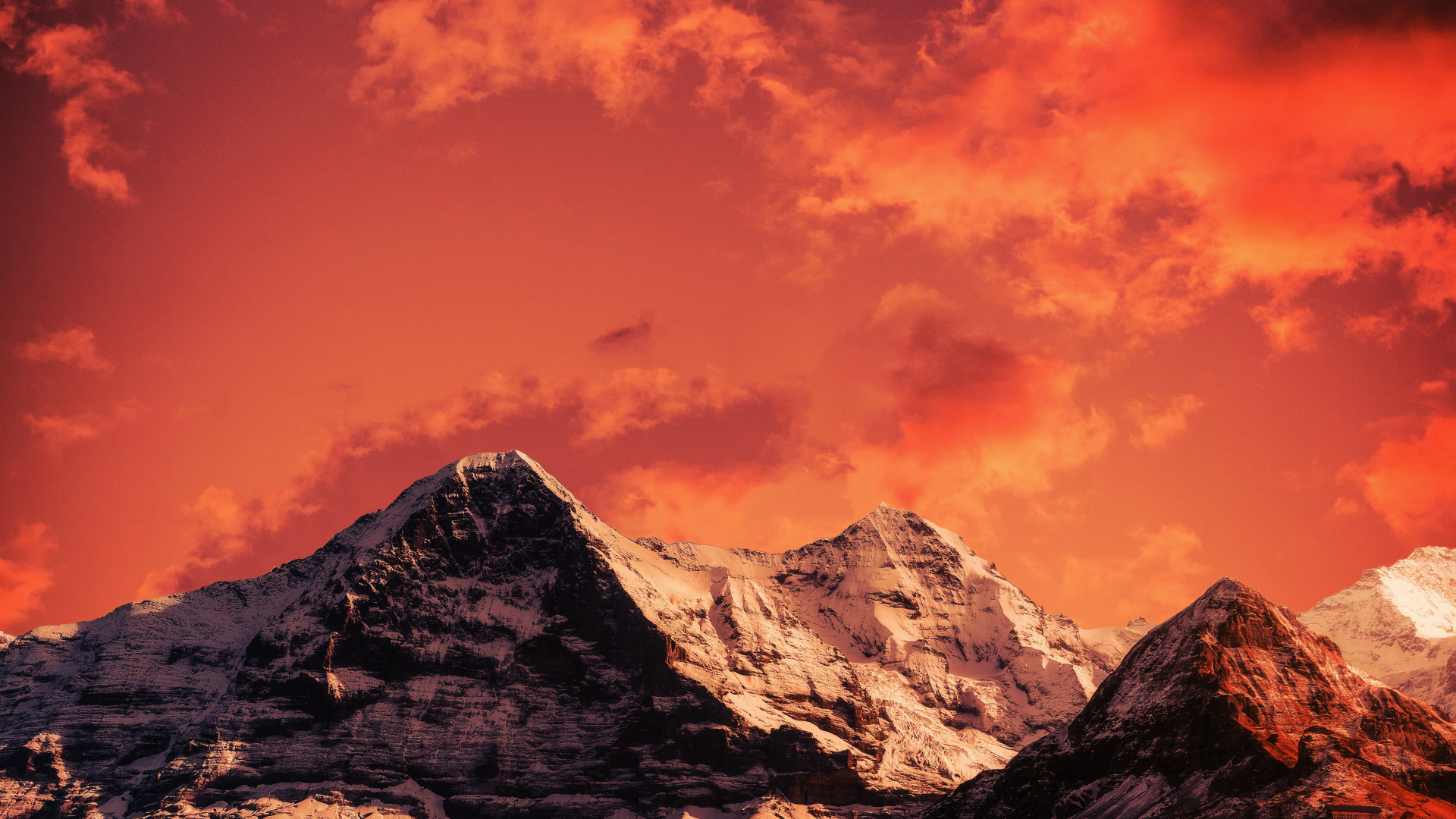 Обои облако, закат, экорегион, гора, послесвечение в разрешении 1920x1080