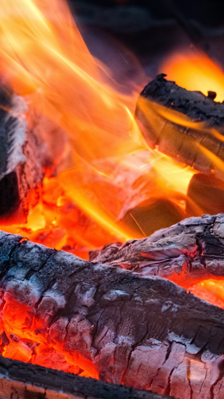 Обои пламя, огонь, ключ цветности, Гриль, тепло в разрешении 750x1334