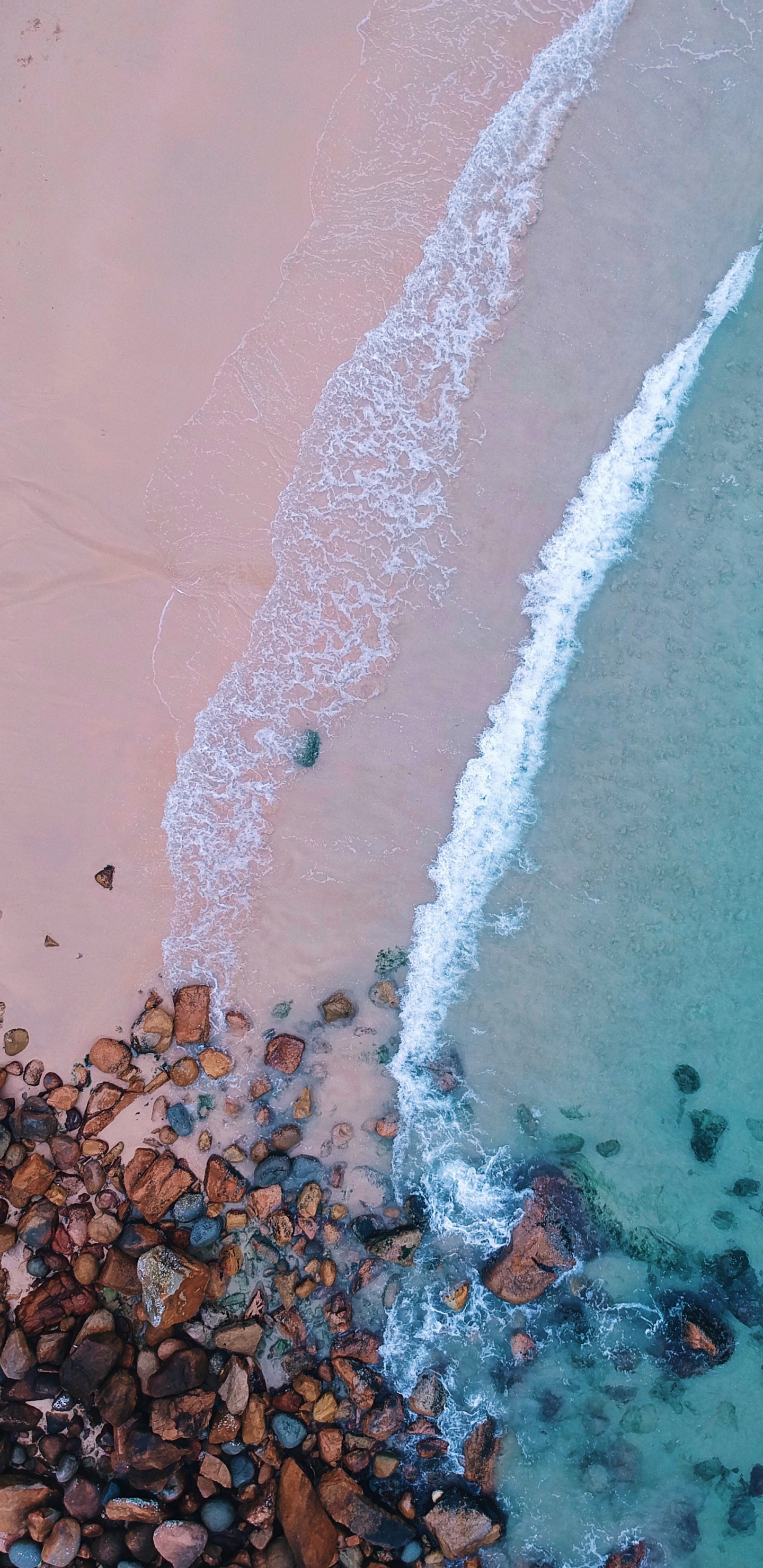 Обои вода, море, пляж, линия, штукатурка в разрешении 1440x2960