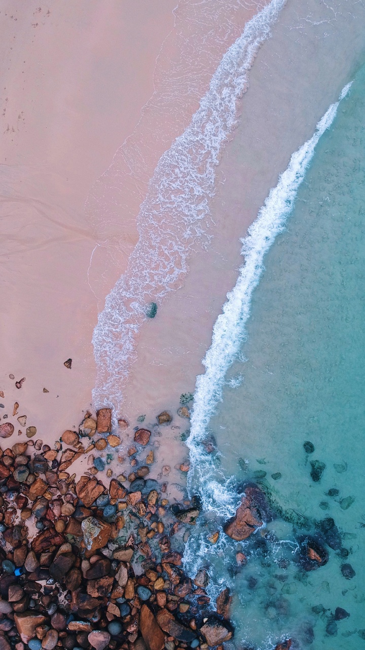 Обои вода, море, пляж, линия, штукатурка в разрешении 720x1280