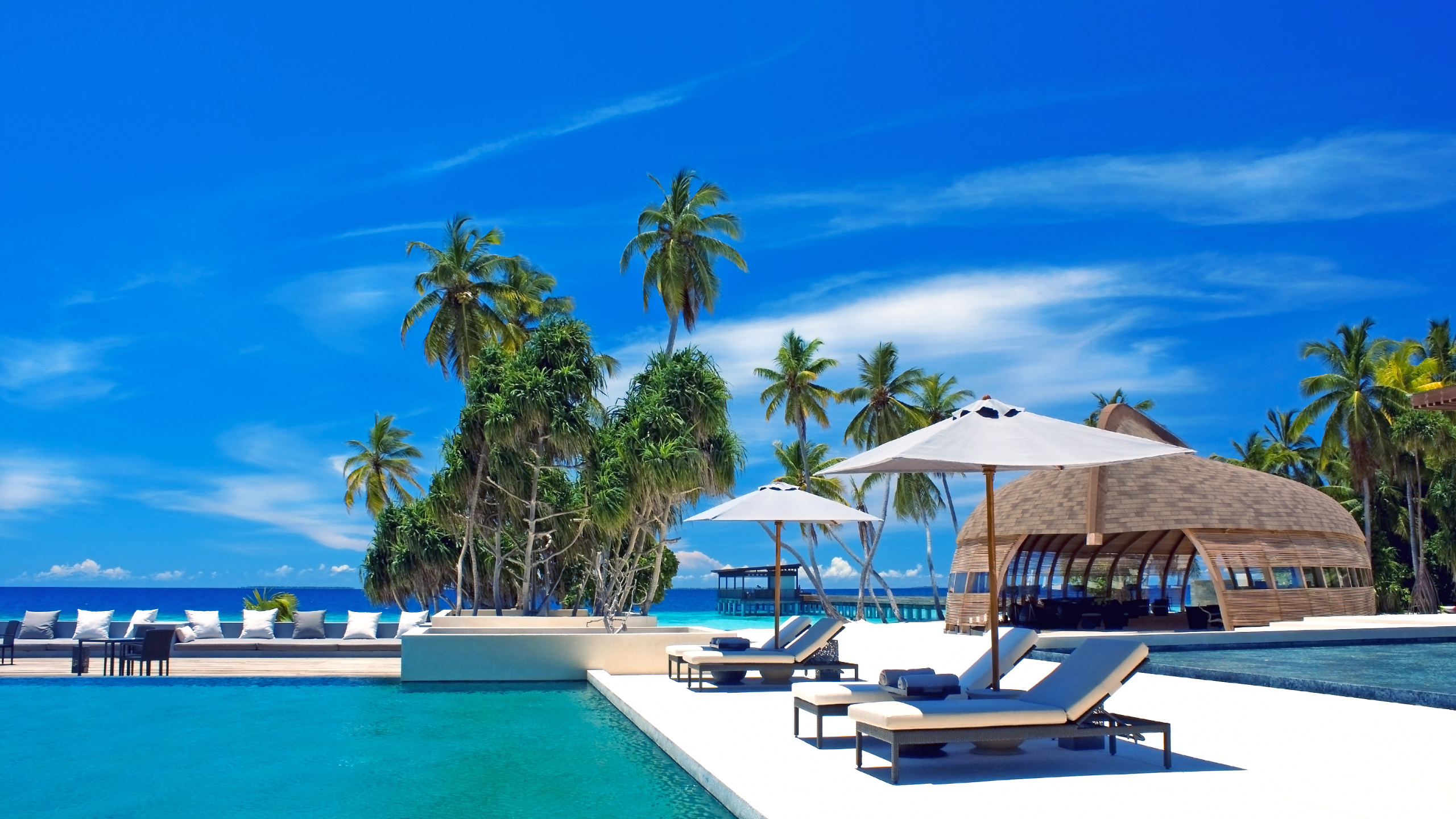 Обои Парк Hyatt Hadahaa Мальдивы, путешествие, прибежище, Алила отели и курорты, свойство в разрешении 2560x1440