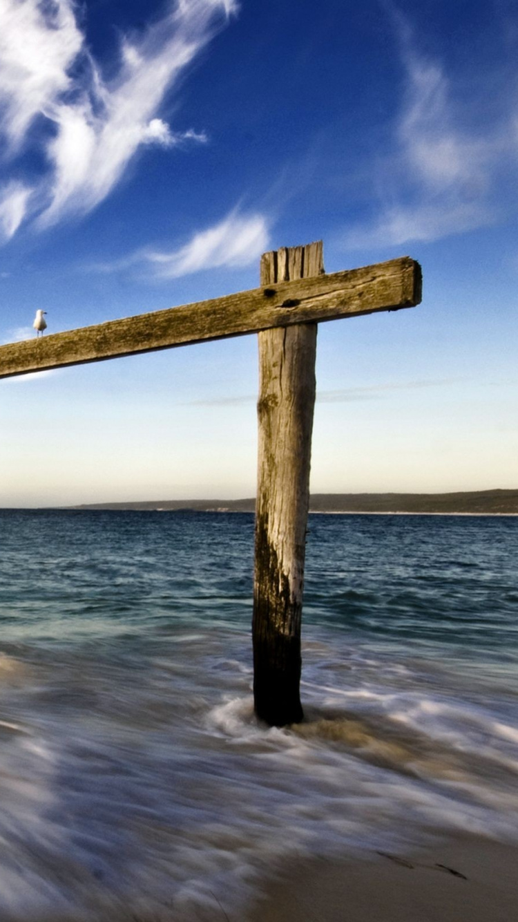 Обои вода, море, горизонт, океан, Пирс в разрешении 750x1334