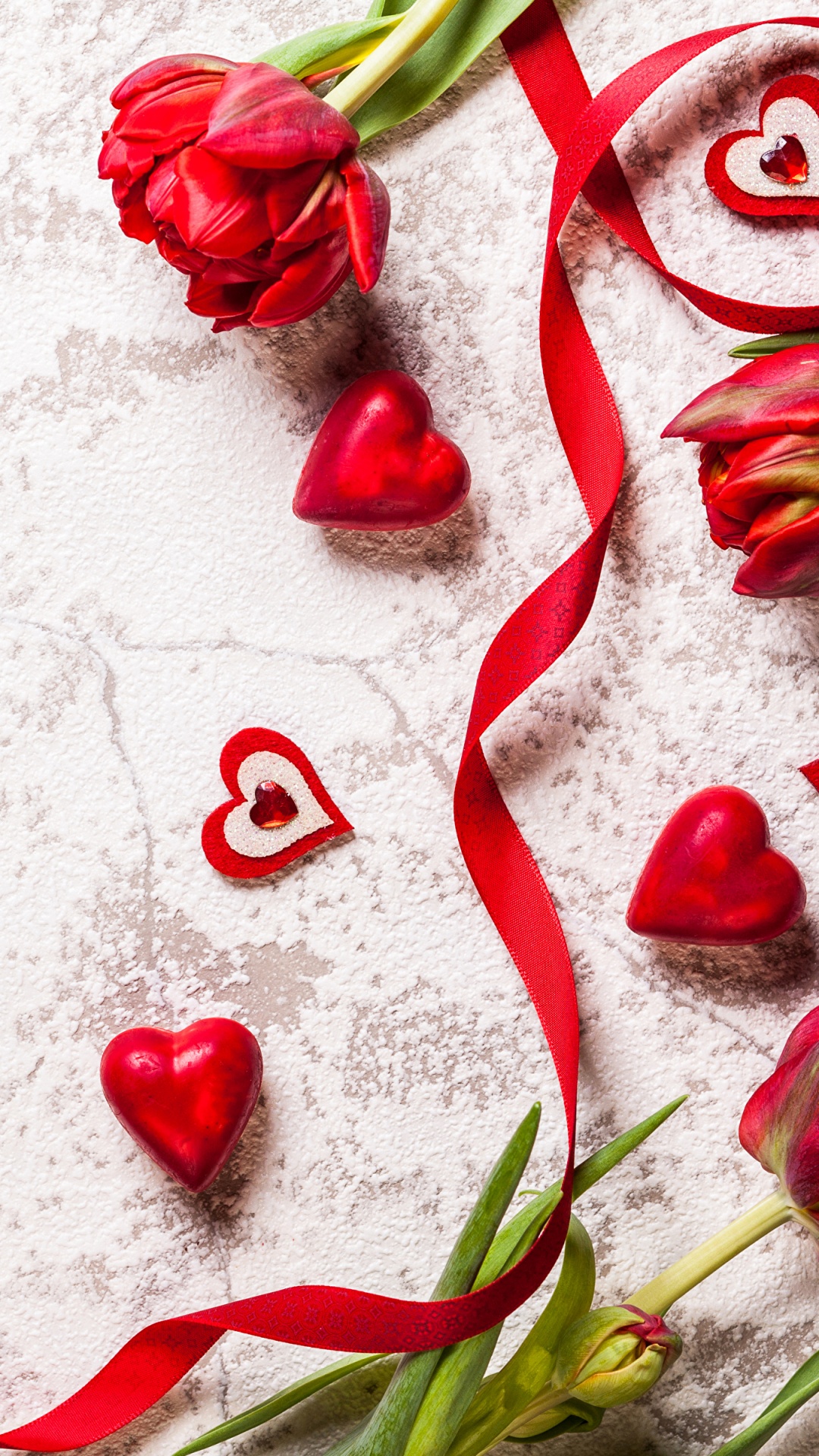 Обои День Святого Валентина, сердце, любовь, цветок, лепесток в разрешении 1080x1920