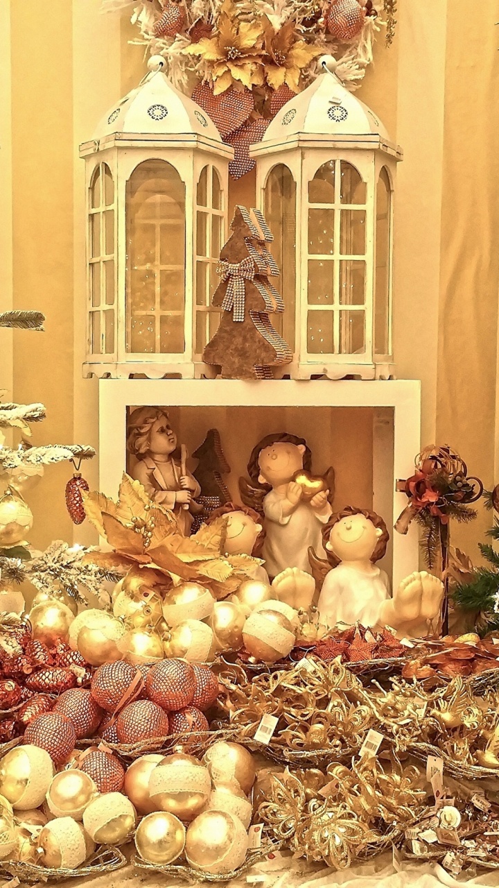 Обои Рождественский день, елка, Рождество, Рождественские украшения, декор в разрешении 720x1280