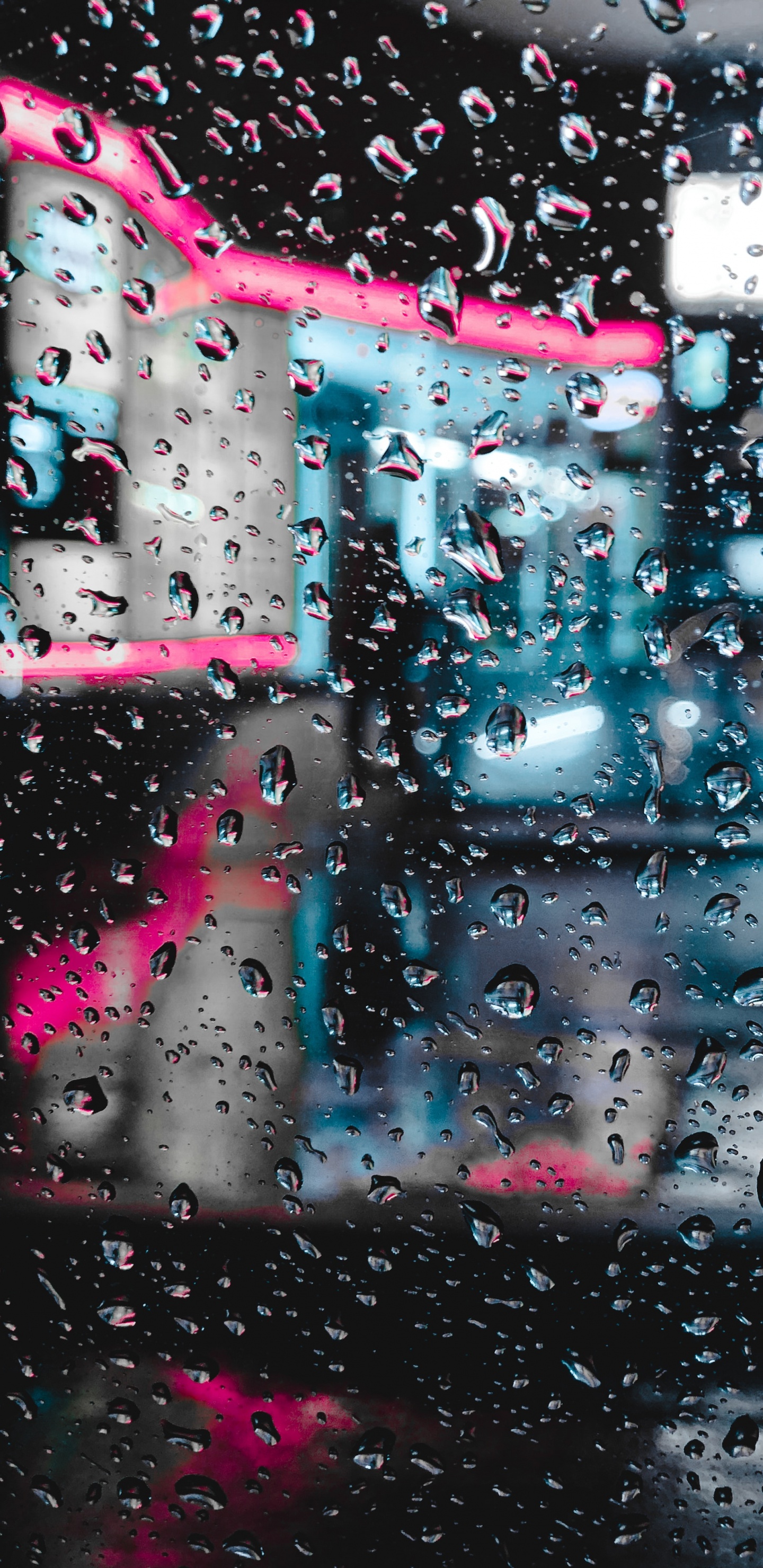 Обои вода, синий, дождь, розовый, падение в разрешении 1440x2960