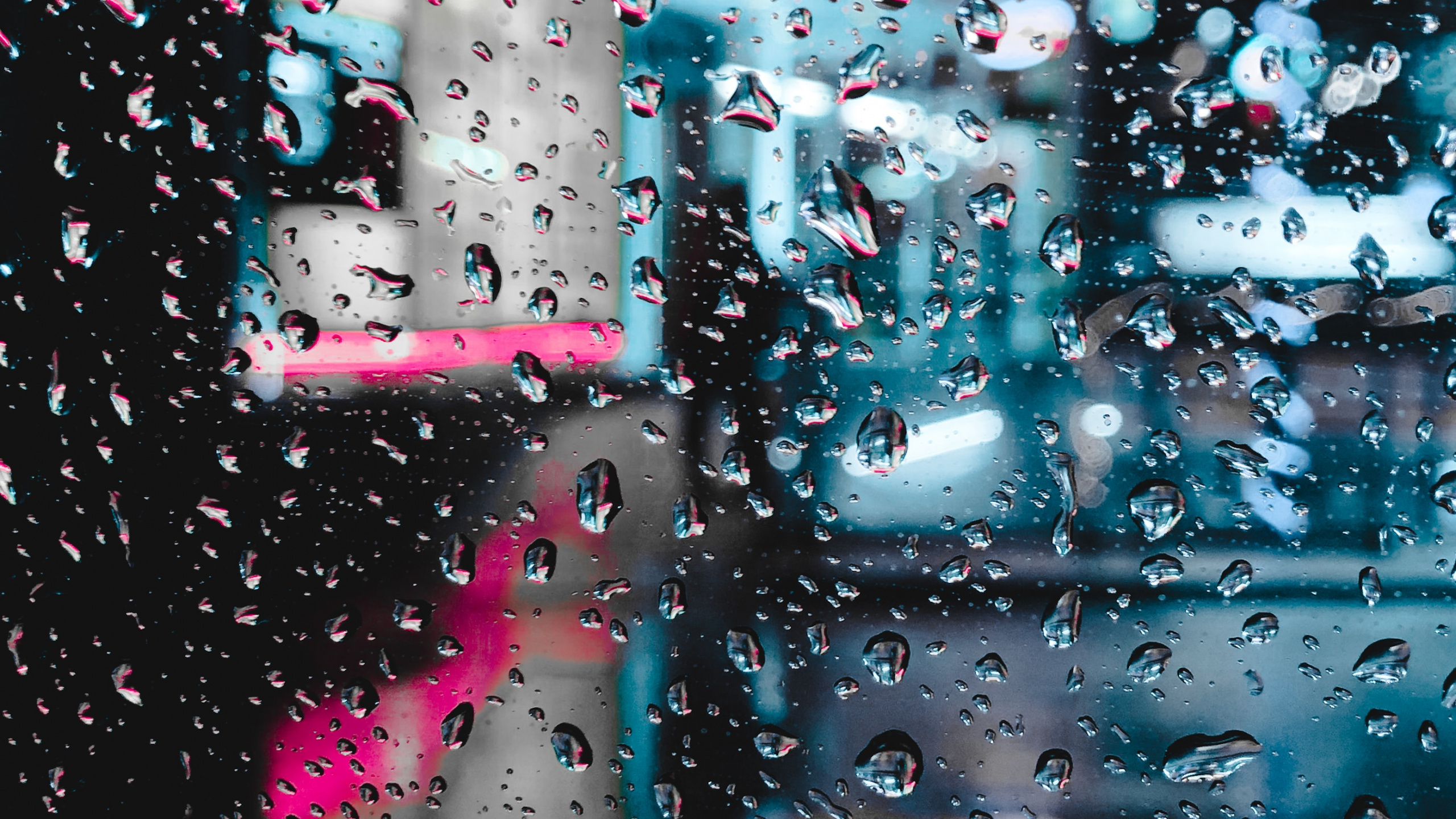 Обои вода, синий, дождь, розовый, падение в разрешении 2560x1440